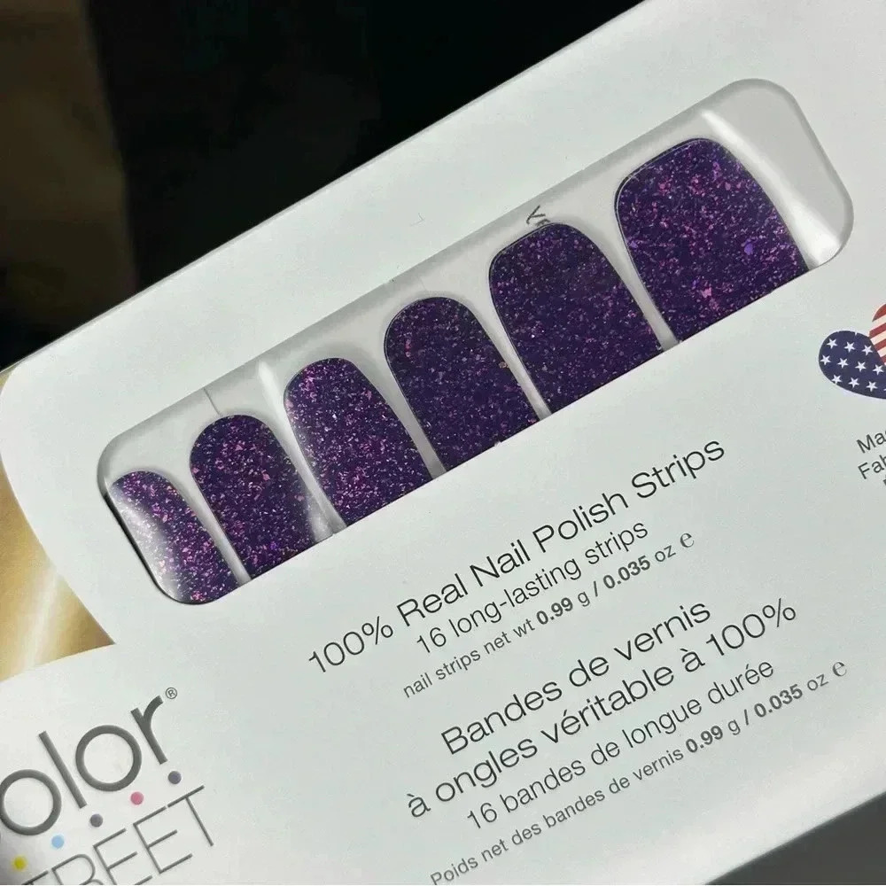 Color‎ Street Flake My Day Press On Nails Purple Glitter Prism New